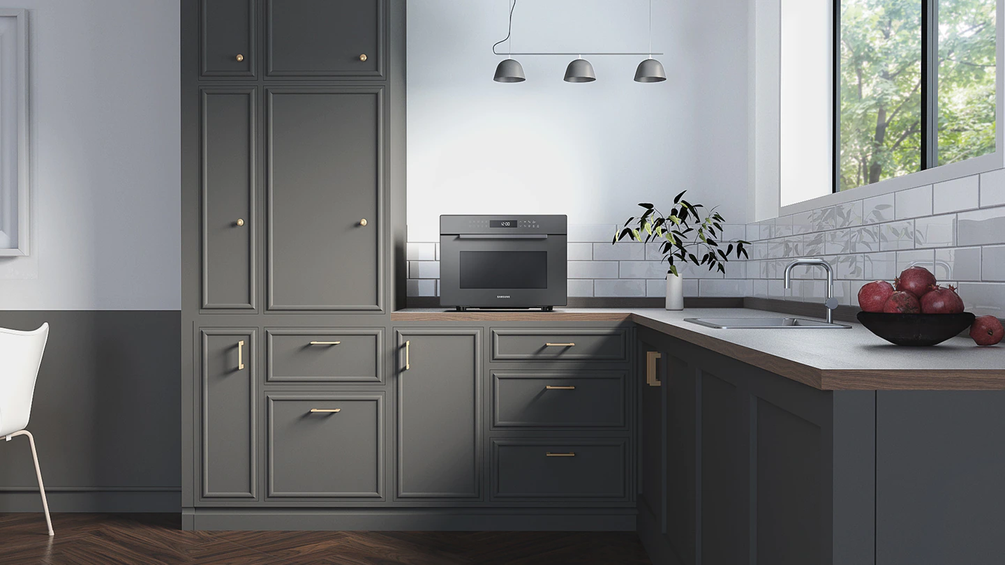 my feature new countertop microwave oven designed to match your kitchen interior 399028663